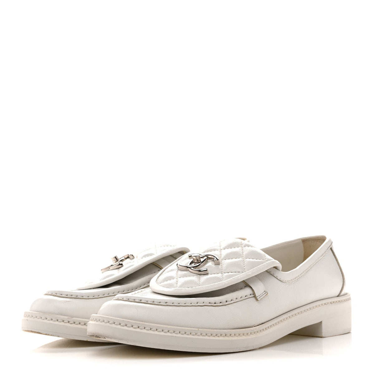 Chanel - Shiny Lambskin Quilted CC Turnlock Loafers