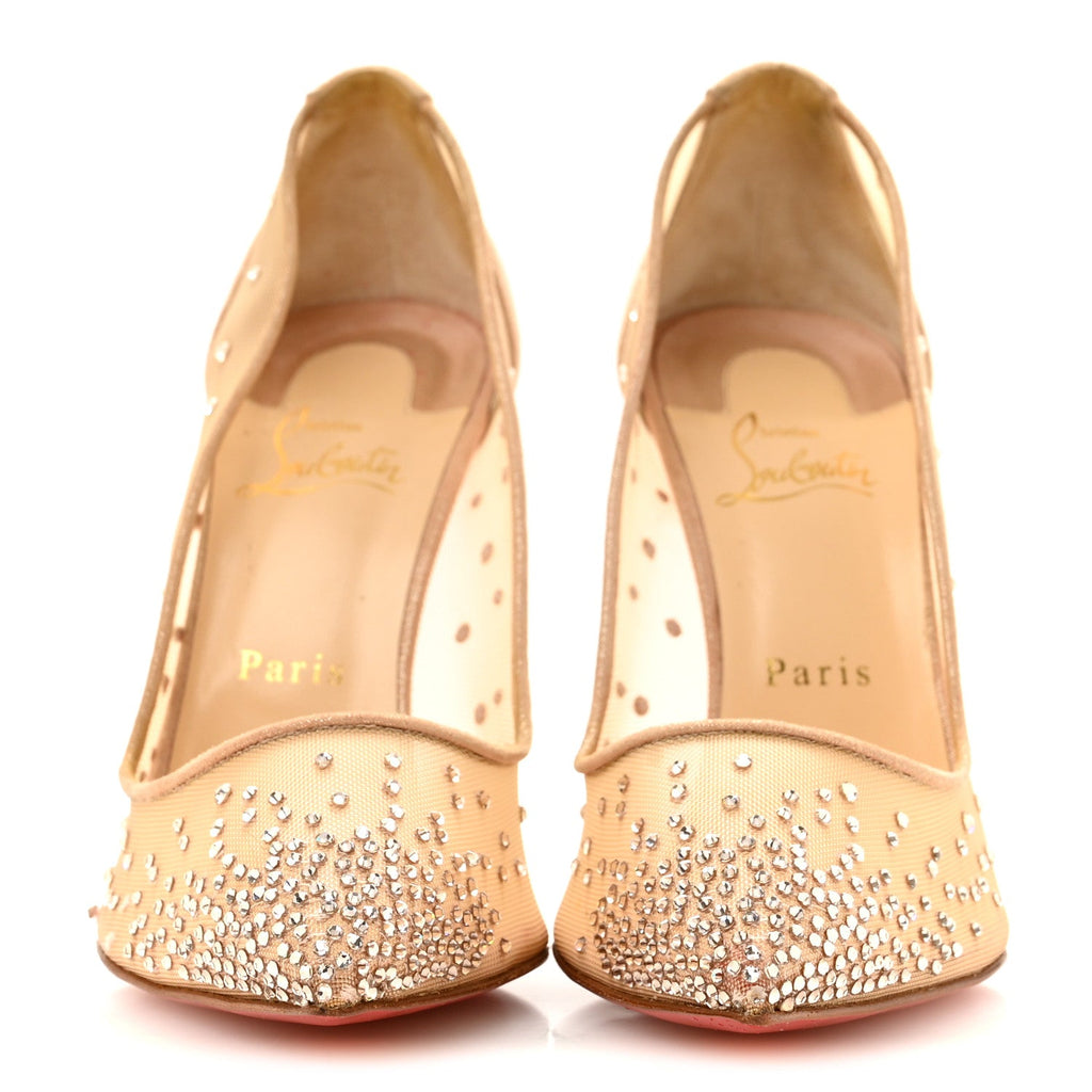 Christian Louboutin - Suede Lame Crystal Strass Follies 100 Pumps