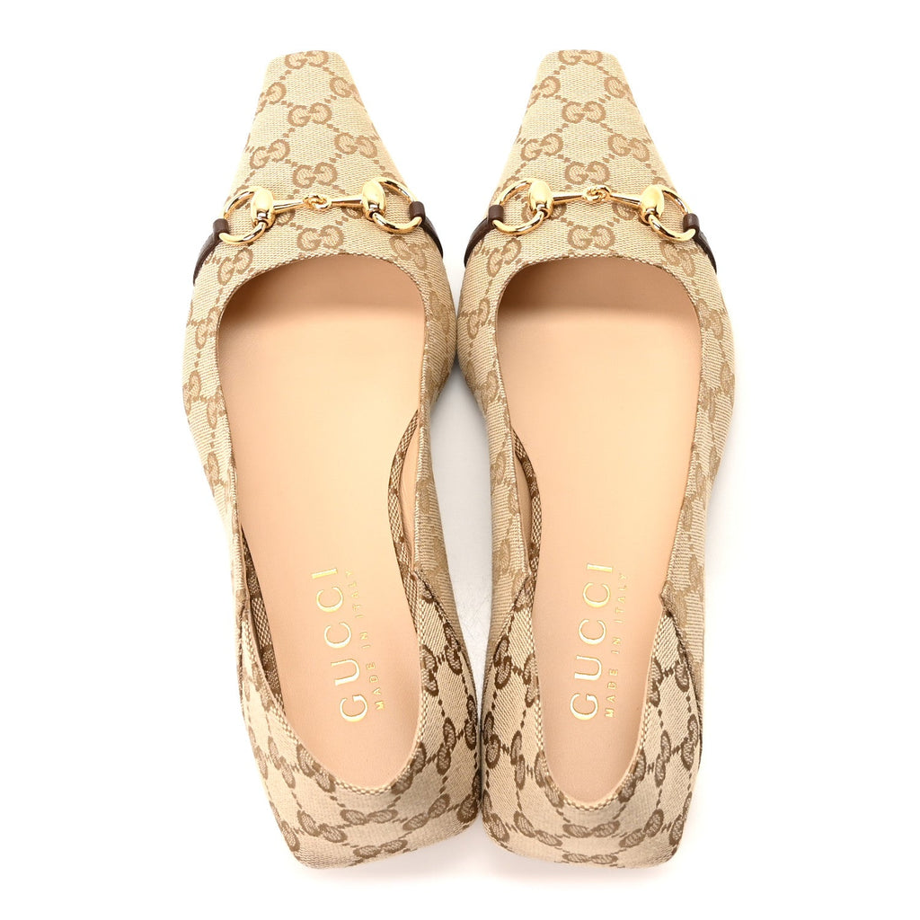 Gucci - GG Monogram Horsebit Bow Ballet Flats