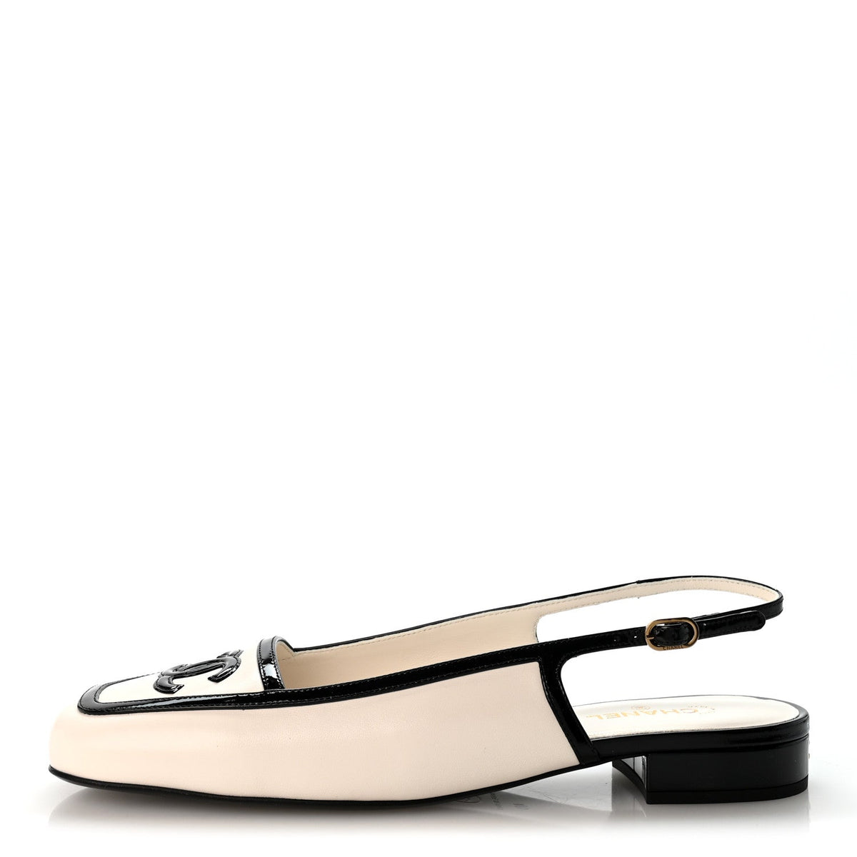 Chanel - Lambskin Patent Calfskin CC Slingback Flats