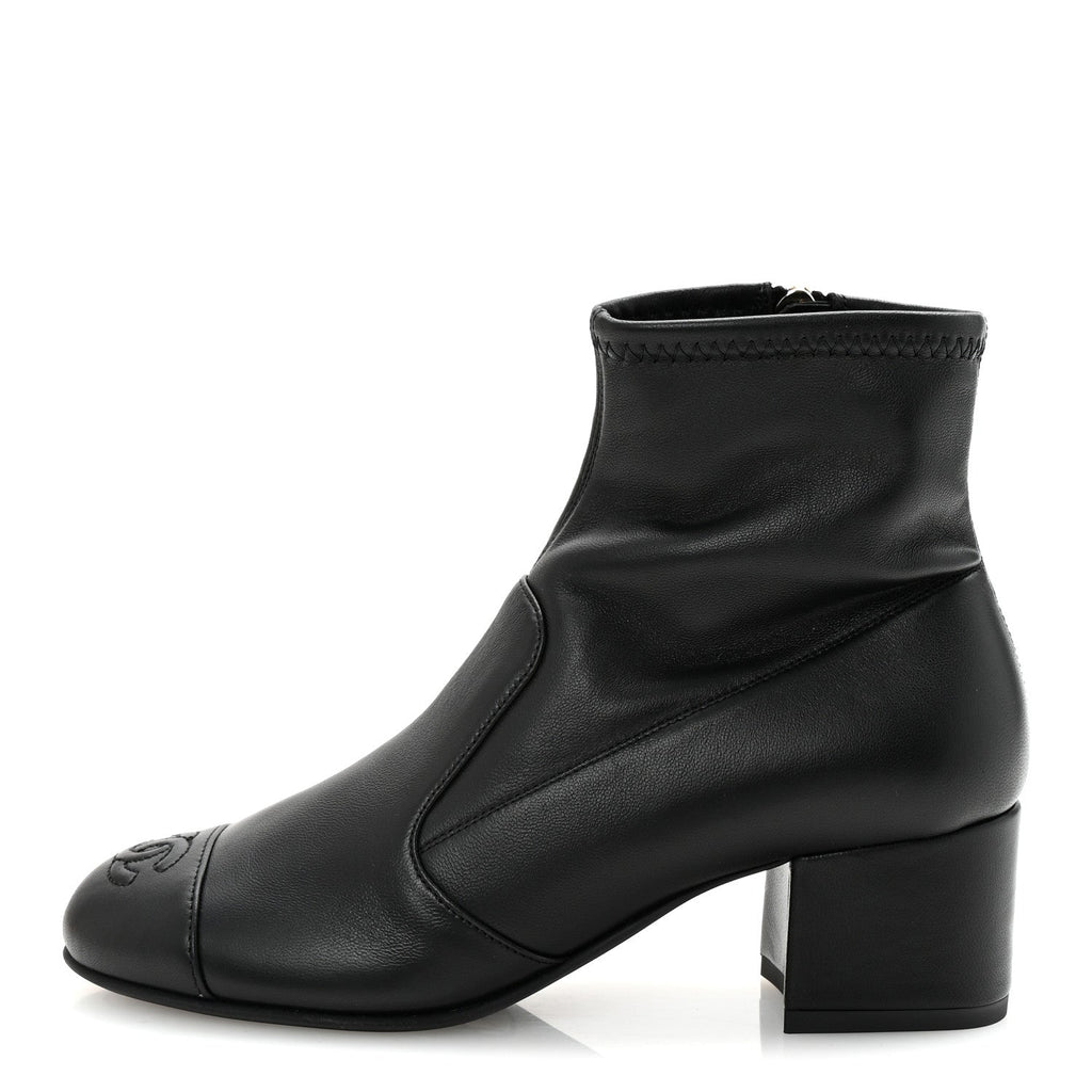 Chanel - Stretch Lambskin Cap Toe CC Short Boots