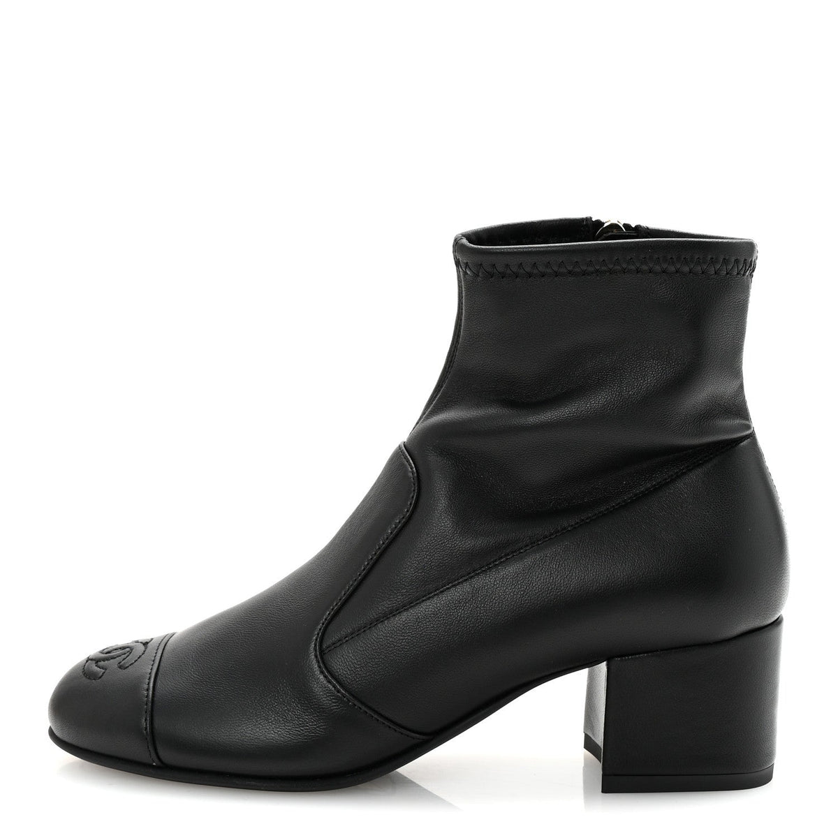 Chanel - Stretch Lambskin Cap Toe CC Short Boots