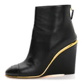Chanel - Lambskin Cap Toe Wedge Ankle Boots
