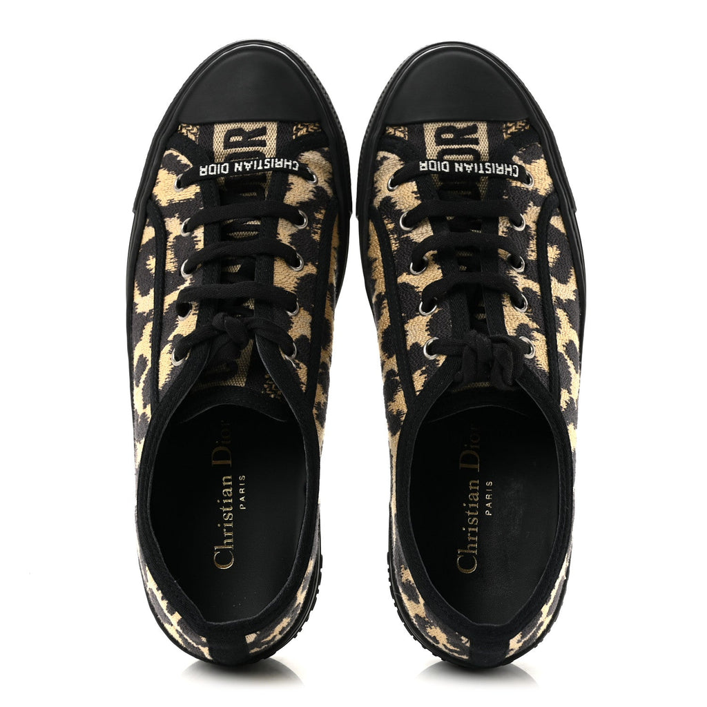 Dior - Canvas Leopard Print Embroidered Walk’N’Dior Low Top Sneakers