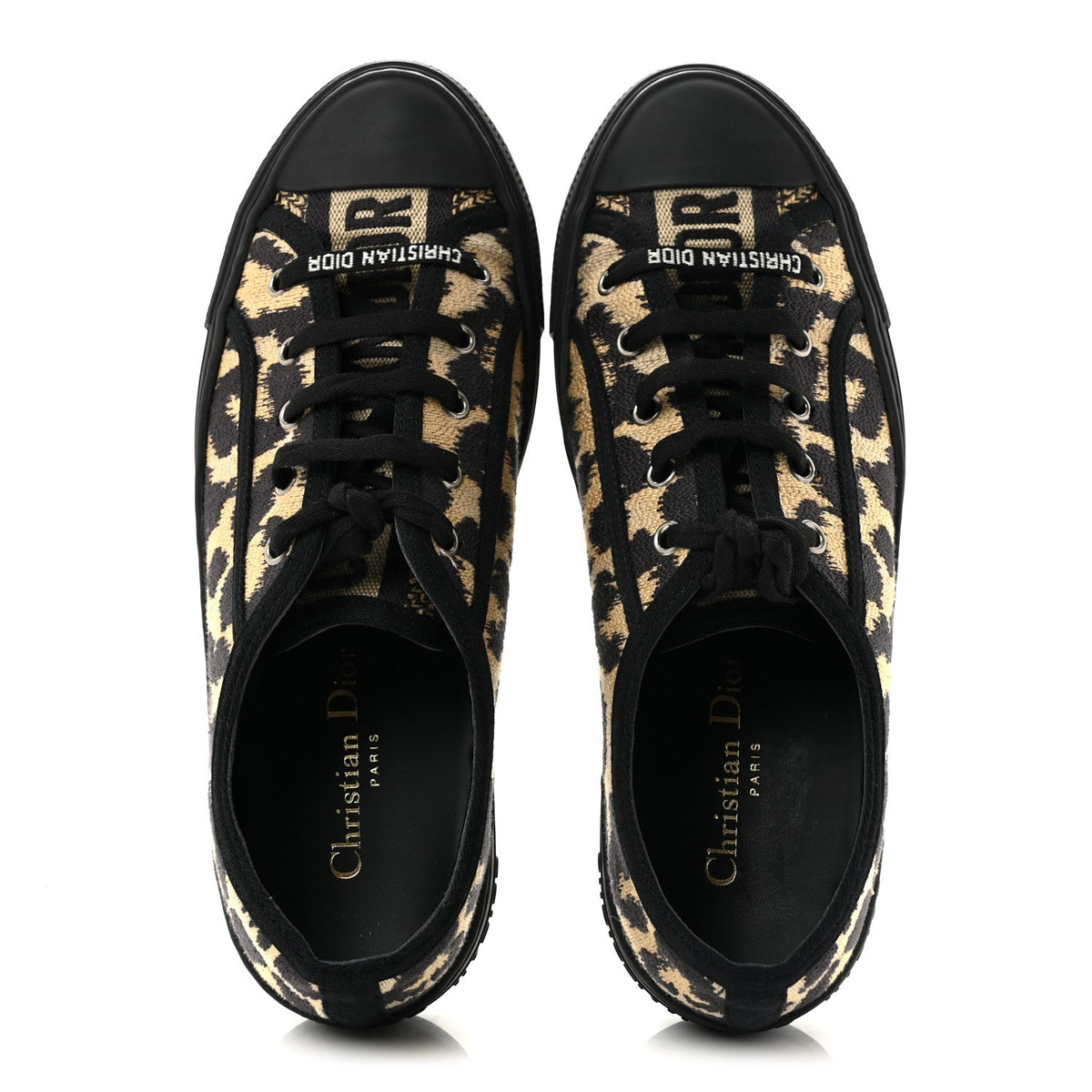 Dior - Canvas Leopard Print Embroidered Walk’N’Dior Low Top Sneakers