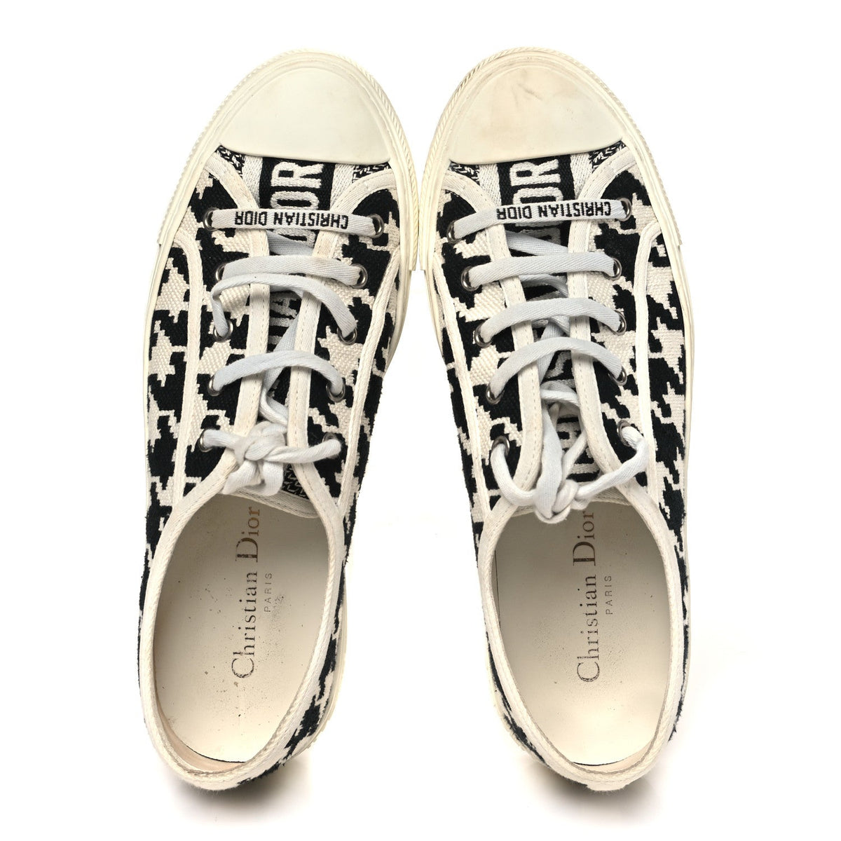 Dior - Canvas Macro Houndstooth Embroidered Walk’N’Dior Low Top Sneakers
