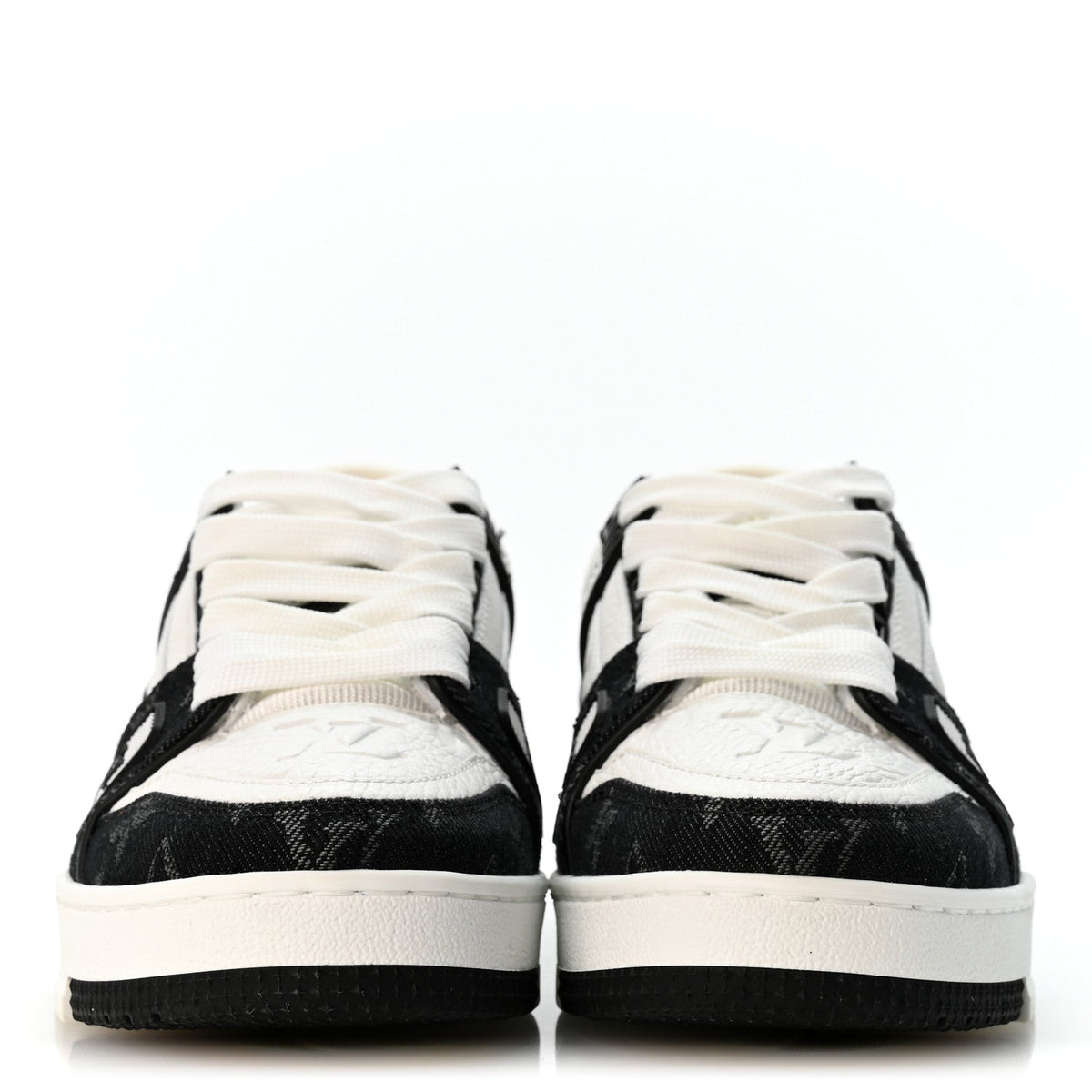 Louis Vuitton - Calfskin Embossed Monogram Denim LV Trainer Sneakers