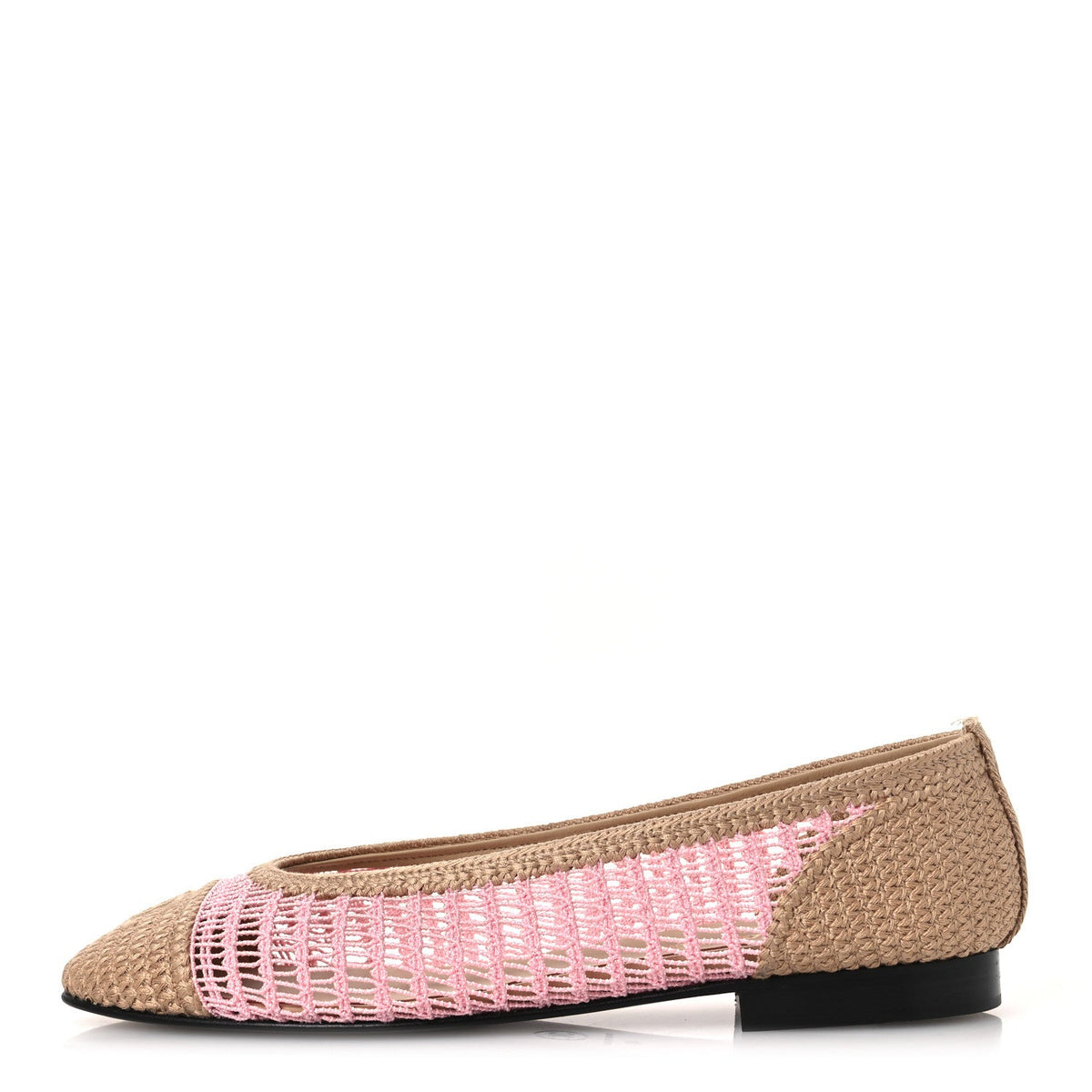 Chanel - Raffia Cap Toe Ballerina Flats