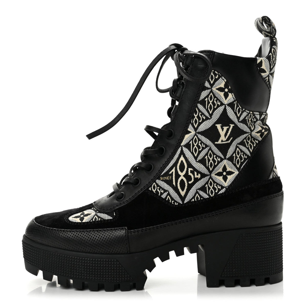 Louis Vuitton - Suede Calfskin Jacquard Since 1854 Laureate Platform Desert Boots