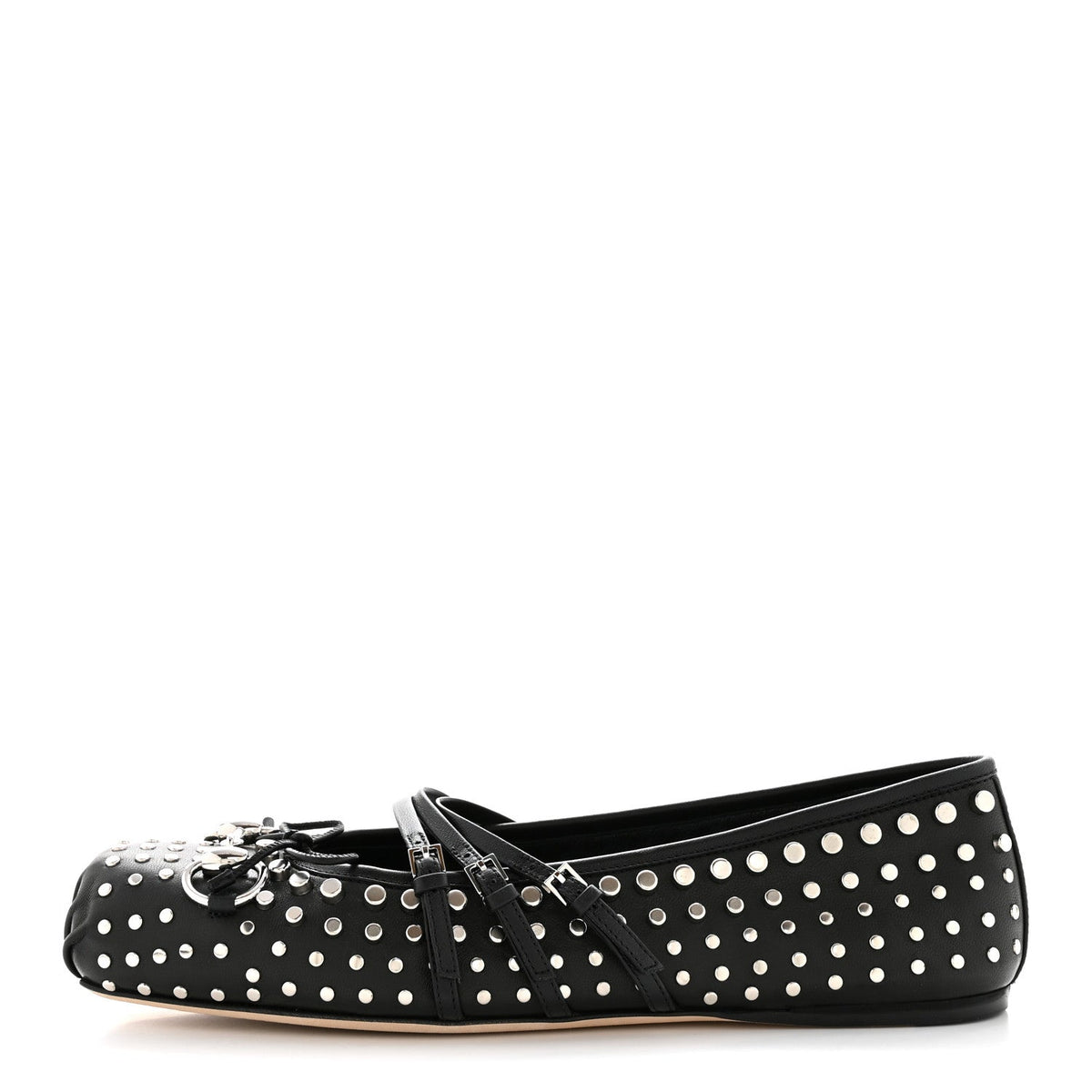 Gucci - Nappa Carmaque Studded Horsebit Ballet Flats