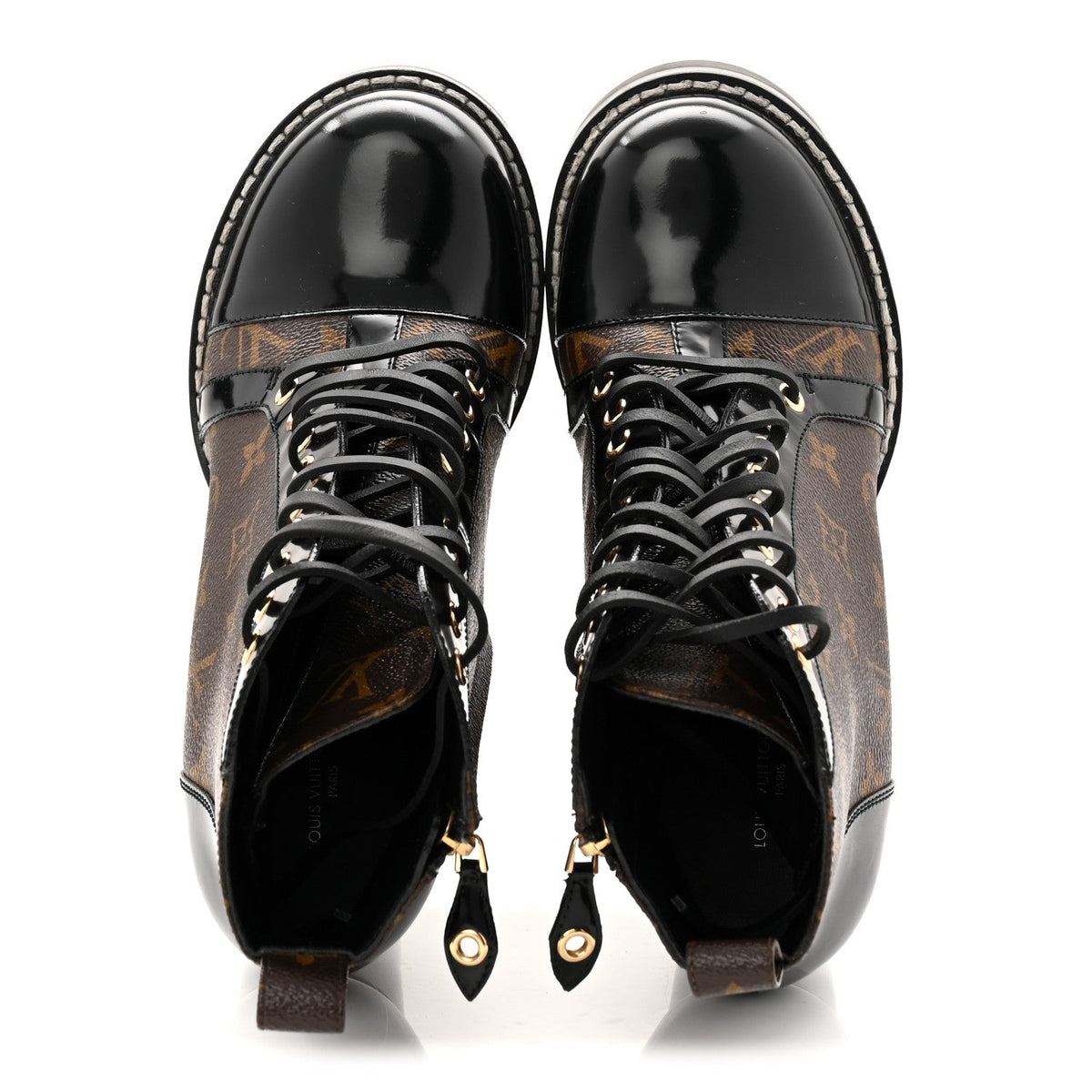 Louis Vuitton - Patent Calfskin Monogram Star Trail Ankle Boots