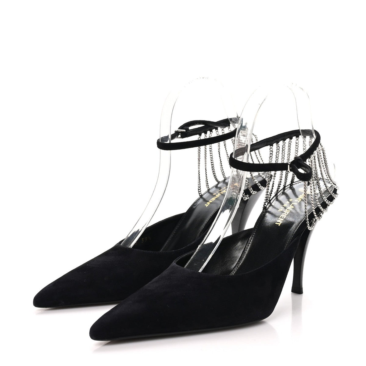 Saint Laurent - Kid Scamosciato Sling 90 Chain Pumps
