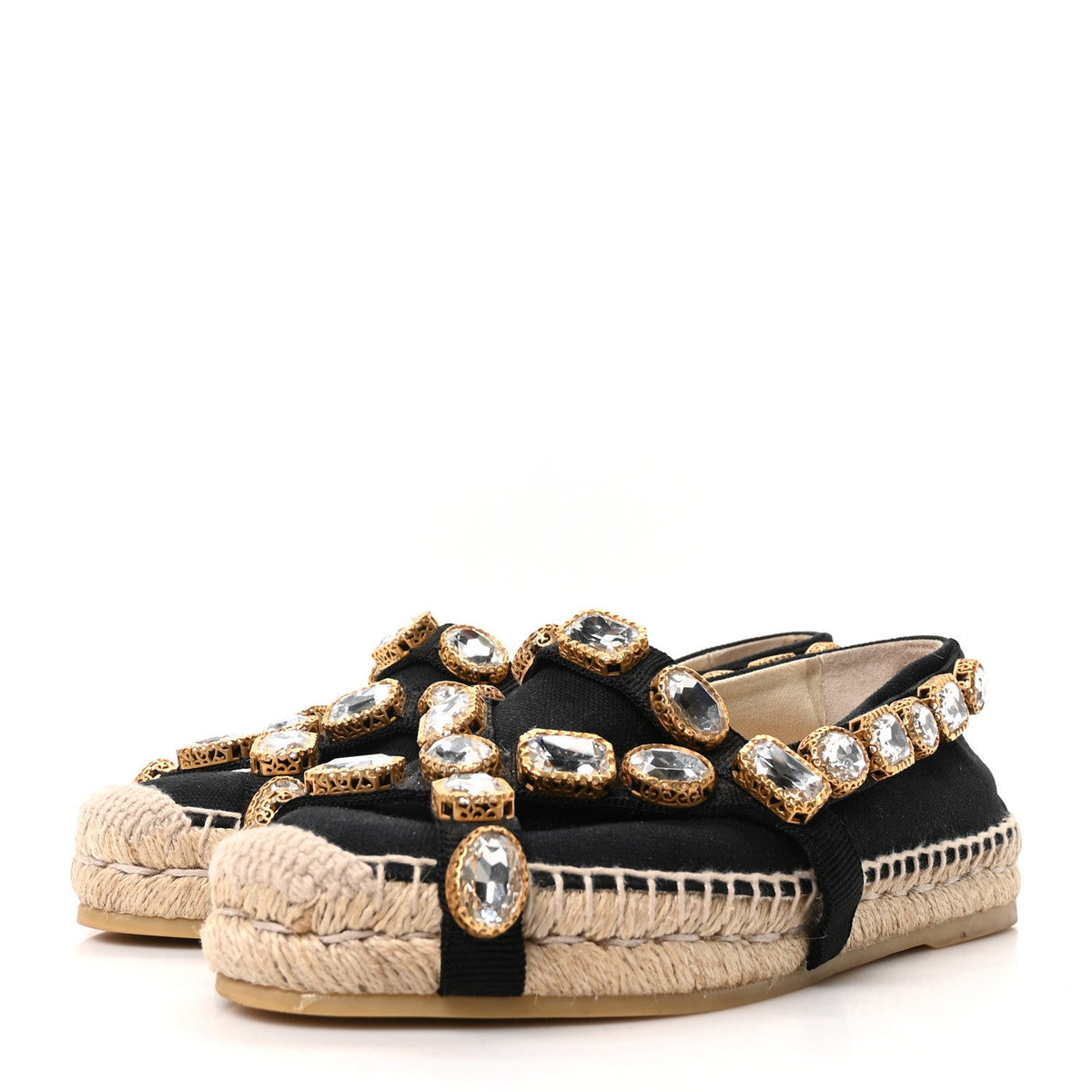 Gucci - Canvas Crystal Embellished Espadrilles