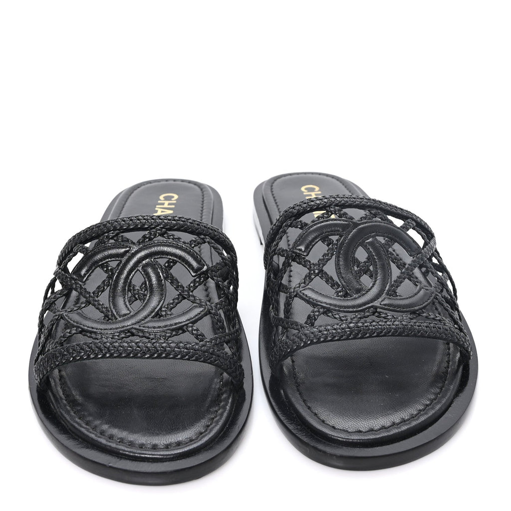 Chanel - Lambskin Braided CC Mules