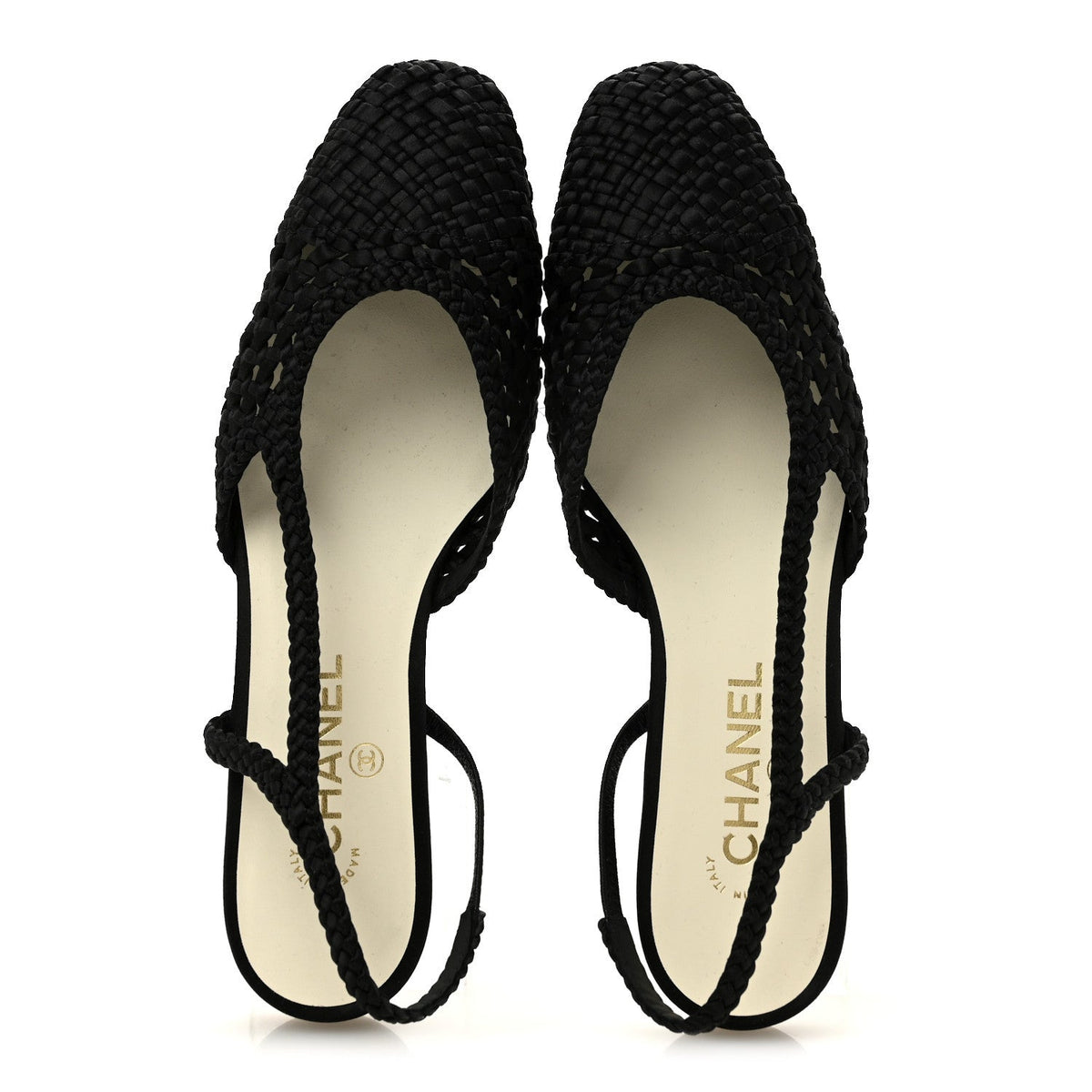 Chanel - Satin Braided Slingback Flats