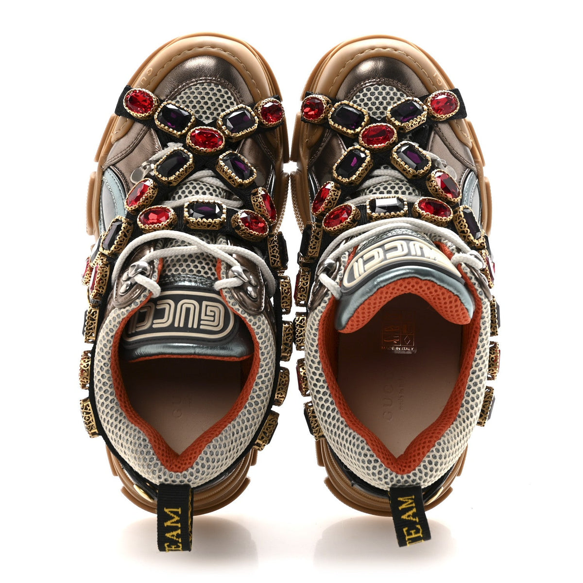 Gucci - X SEGA Metallic Calfskin Mesh Removable Crystals Flashtrek Sneakers