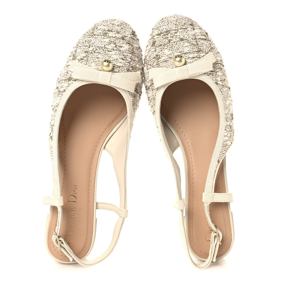 Dior - Tweed Cannage Slingback Ballet Pumps