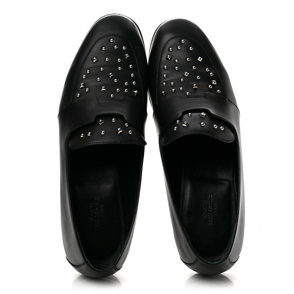 Hermès - Calfskin Studded Ancora Moccasin Loafers