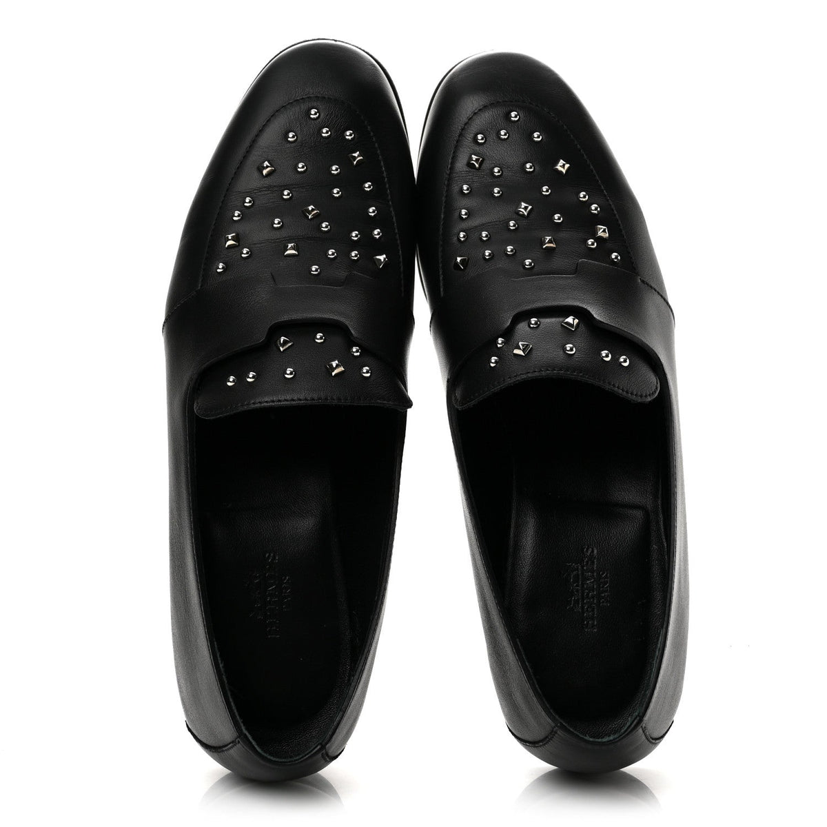 Hermès - Calfskin Studded Ancora Moccasin Loafers