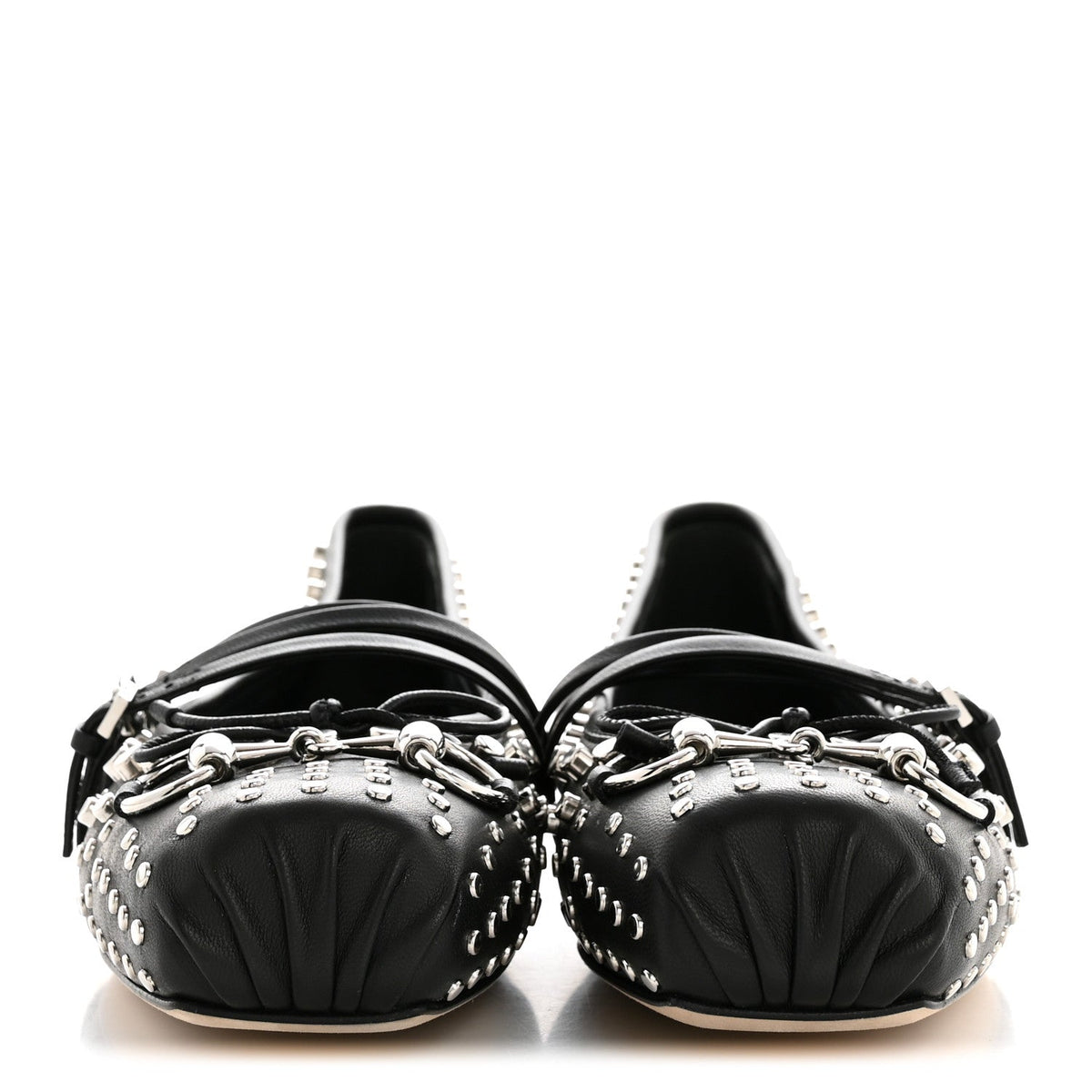 Gucci - Nappa Carmaque Studded Horsebit Ballet Flats