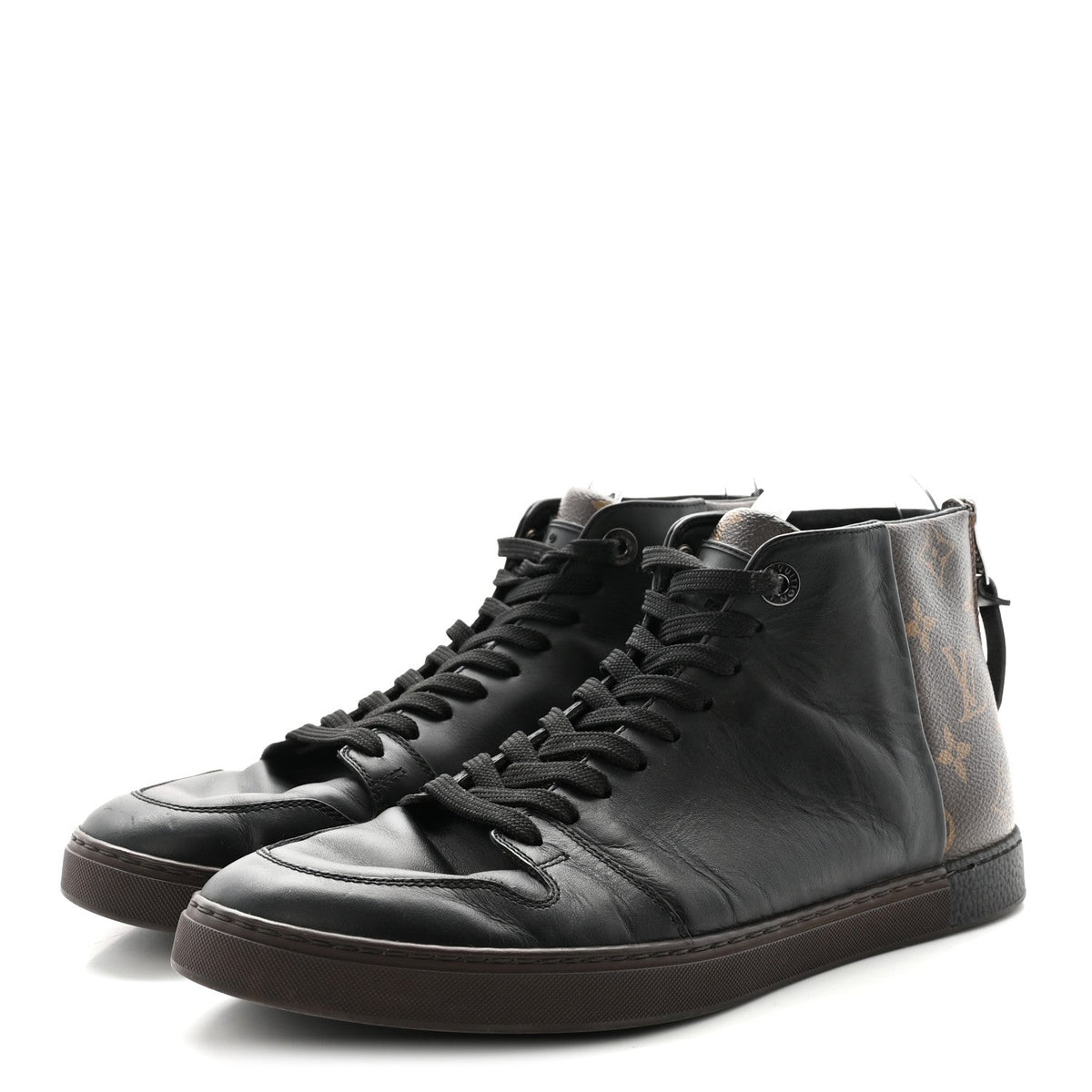 Louis Vuitton - Calfskin Monogram Line-Up Sneaker Boot 6 Black