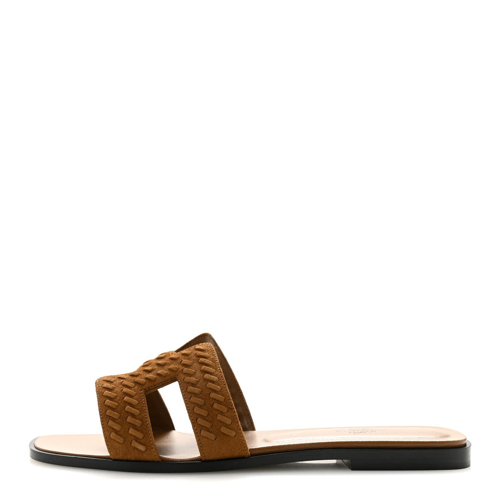 Hermès - Suede Goatskin Braided Oran Sandals