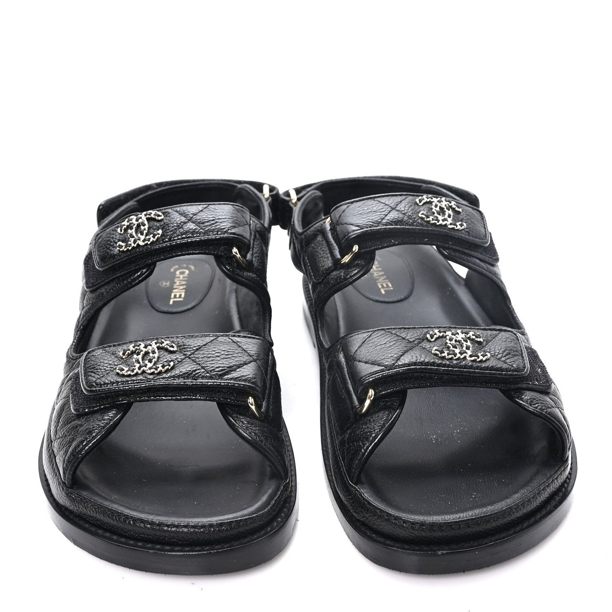 Chanel - Grained Calfskin Velcro Dad Sandals