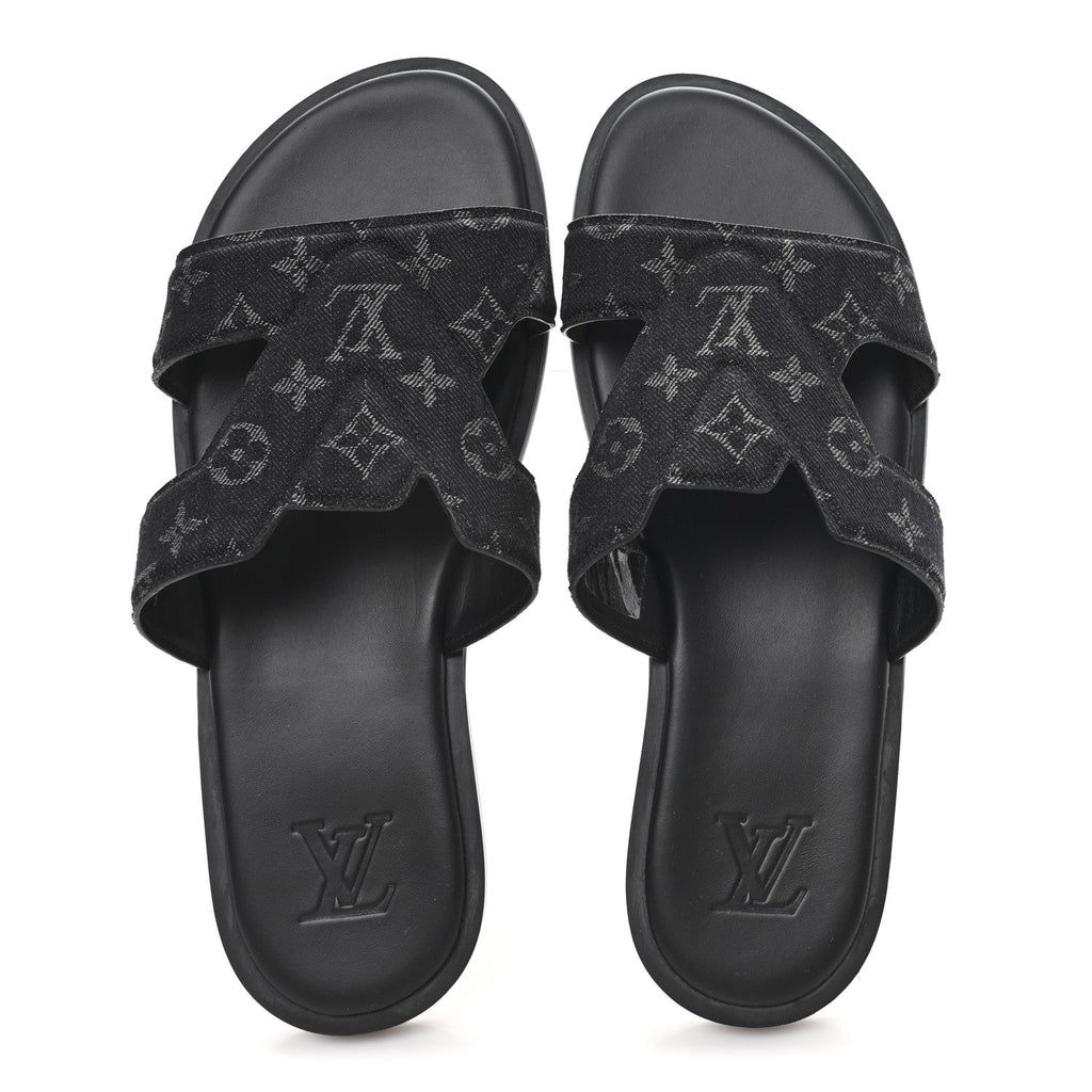 Louis Vuitton - Monogram Denim LV Oasis Mules 8.5 Black
