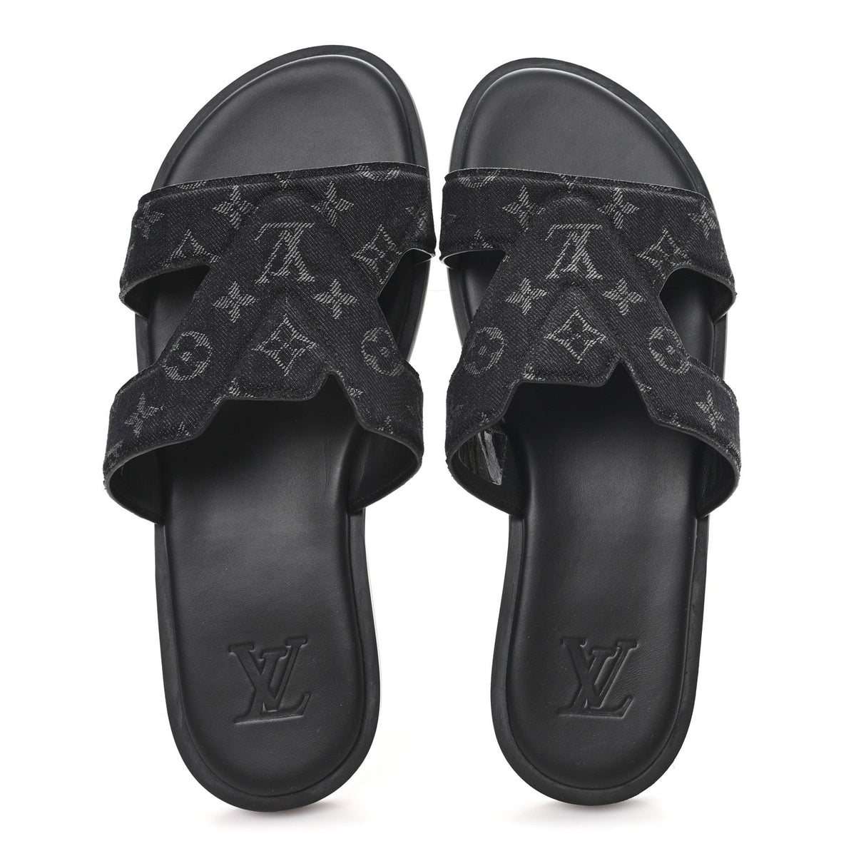 Louis Vuitton - Monogram Denim LV Oasis Mules 8.5 Black