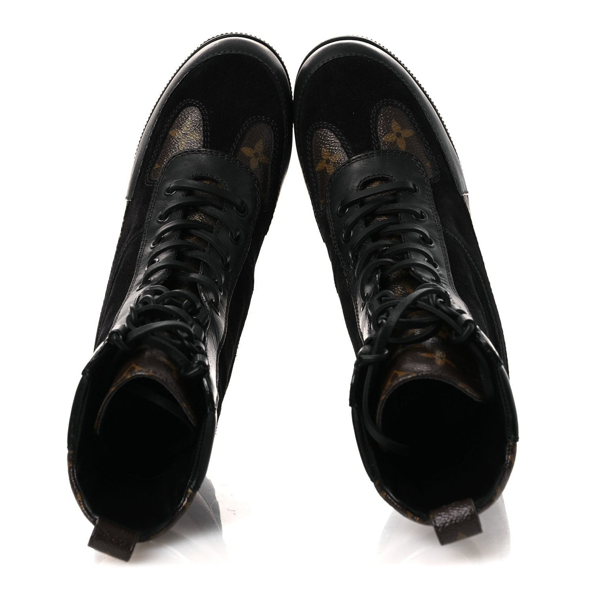 Louis Vuitton - Suede Calfskin Monogram Laureate Platform Desert Boots - Black