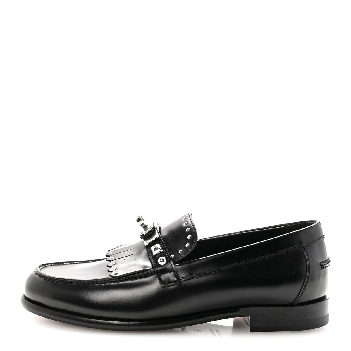Hermès - Glazed Calfskin Medor Studded Fringe Destin Loafer