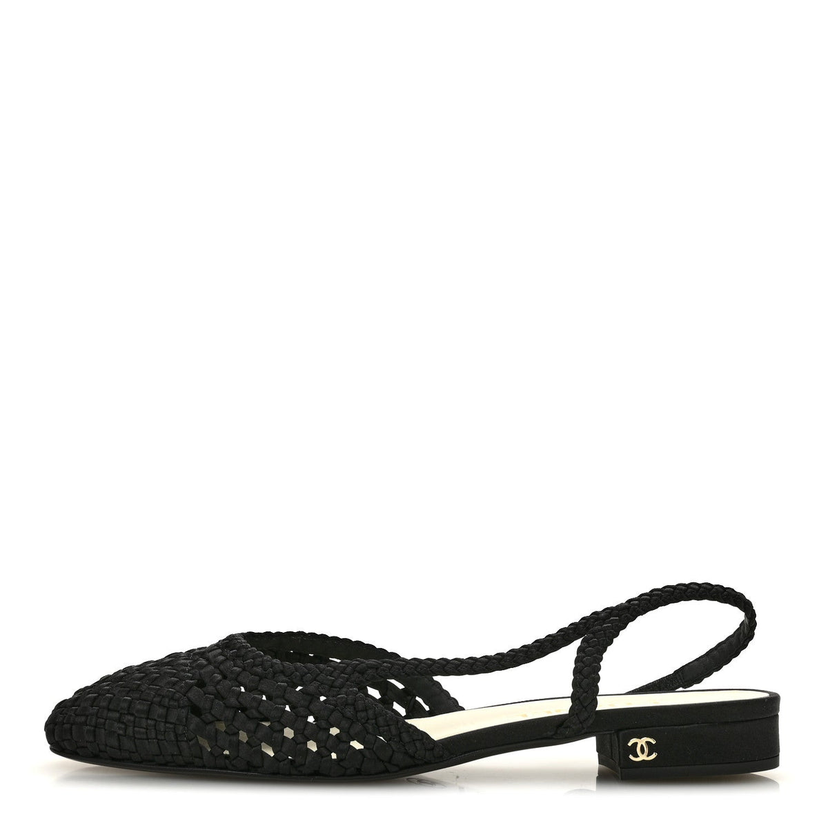 Chanel - Satin Braided Slingback Flats