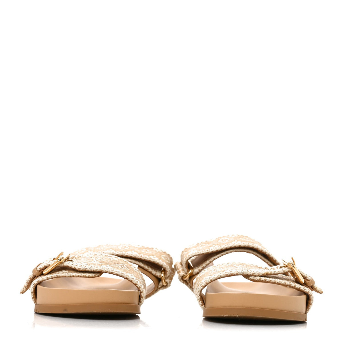 Louis Vuitton - Raffia Monogram Bom Dia Flat Mule Sandals
