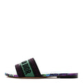 Dior - Canvas Toile De Jouy Voyage Embroidered Dway Flat Slide Sandals