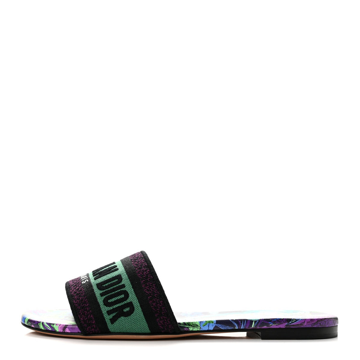 Dior - Canvas Toile De Jouy Voyage Embroidered Dway Flat Slide Sandals