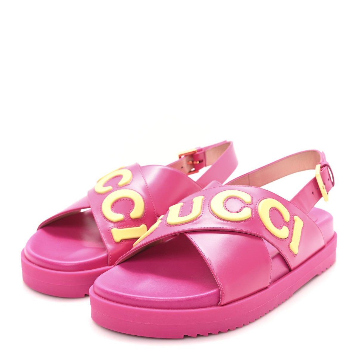 Gucci - Calfskin Elizabeth Nappa Charlotte Logo Slingback Sandals