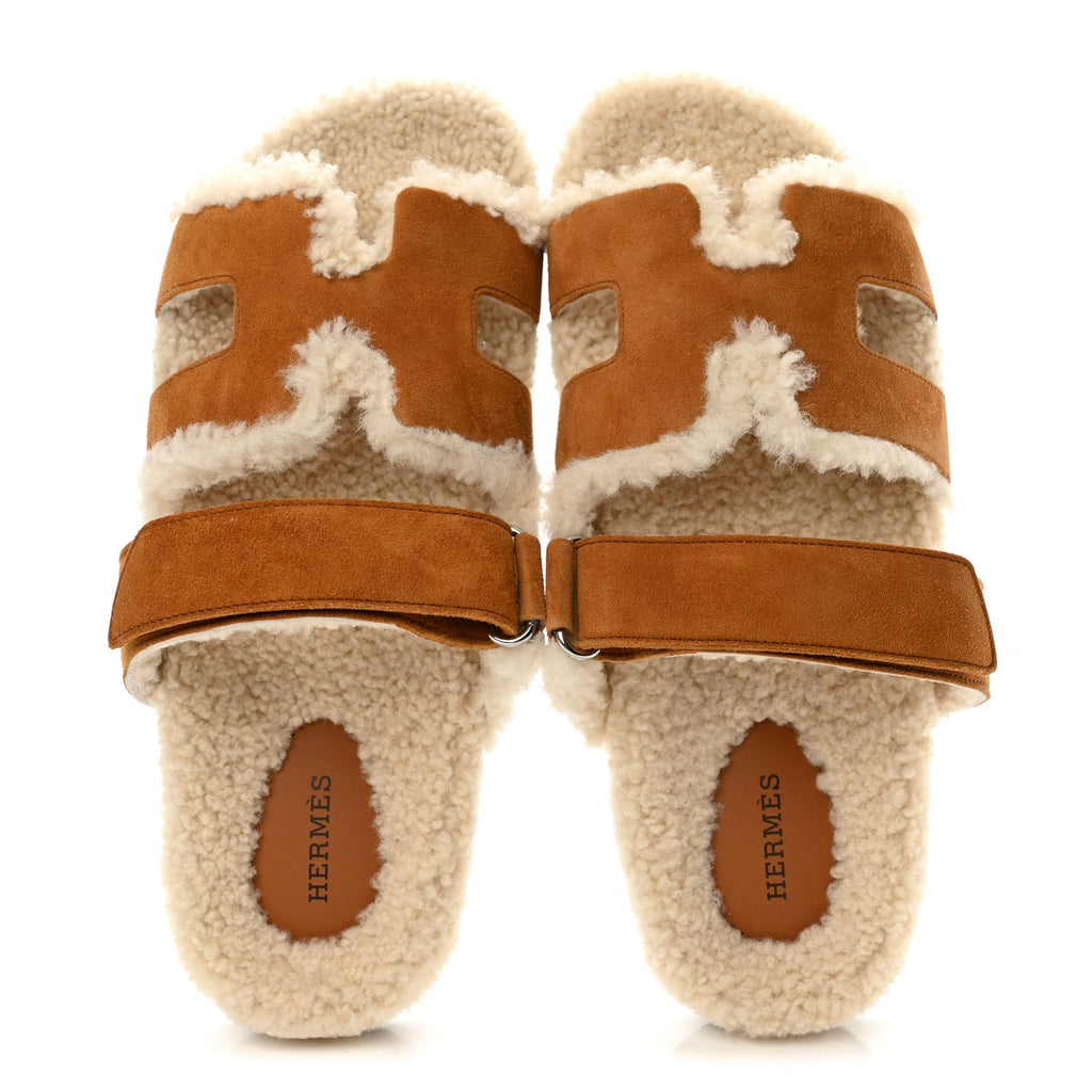 Hermès - Suede Goatskin Woolskin Chypre Sandals