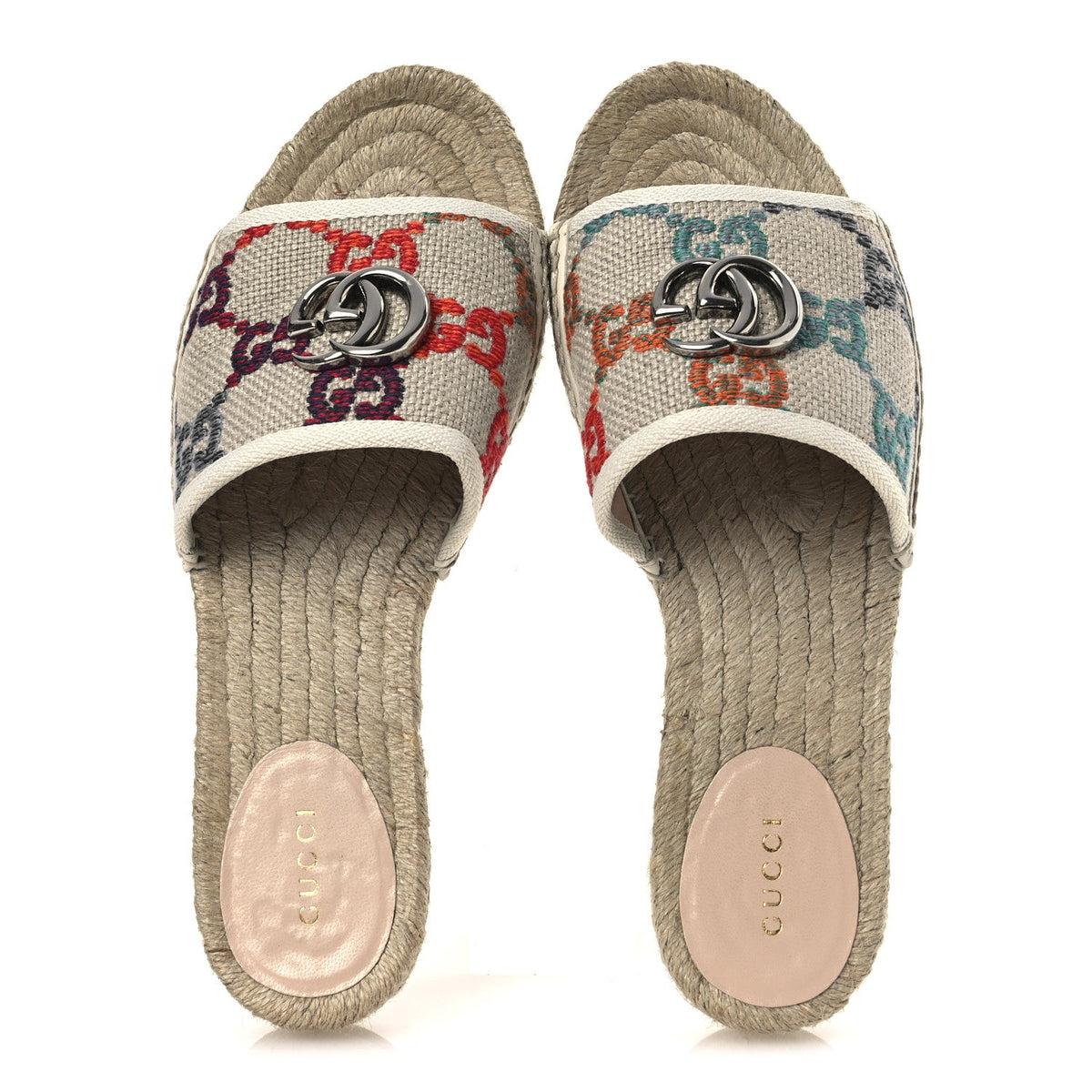 Gucci - Linen Psychedelic Mini GG Espadrille Slide Sandals