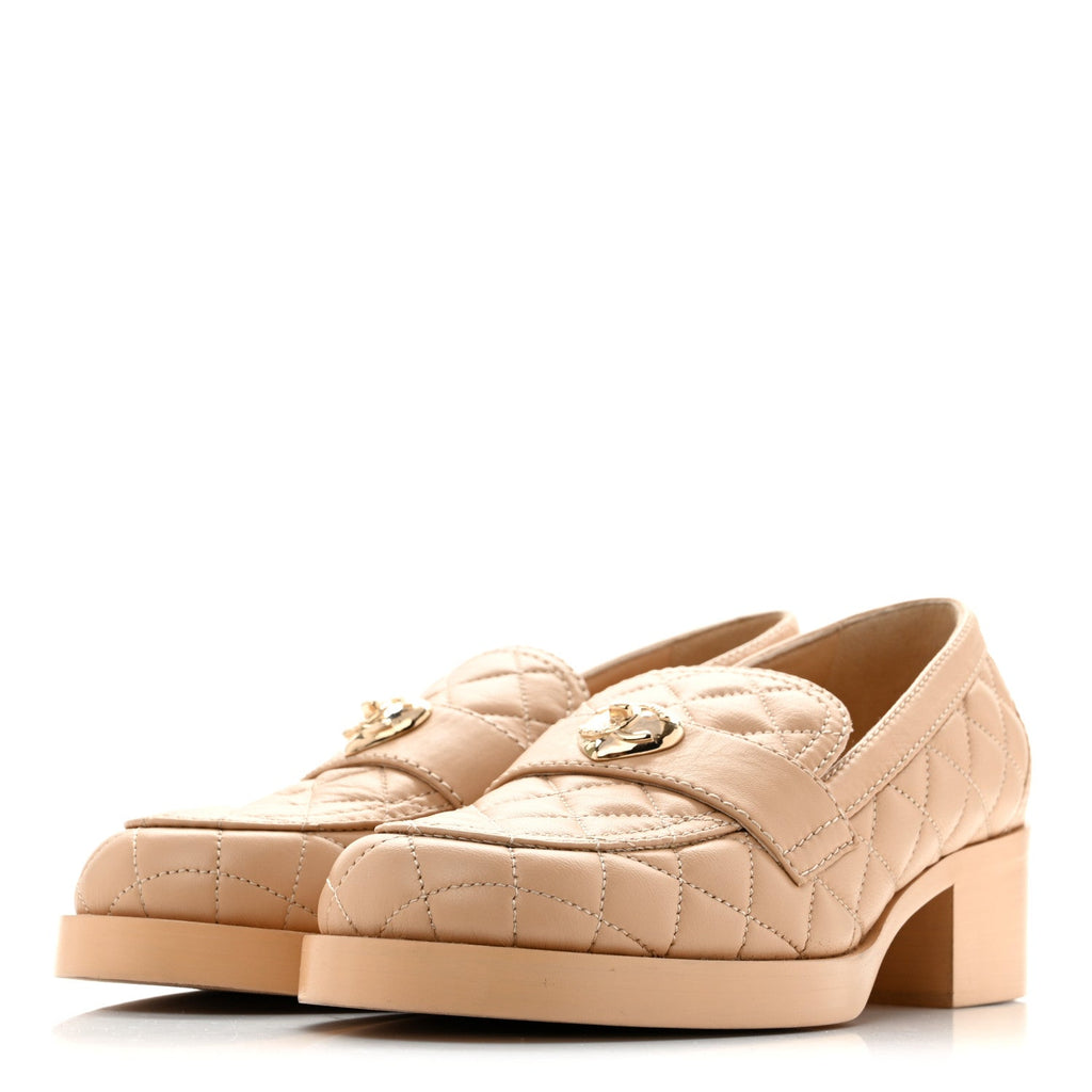 Chanel - Lambskin Quilted CC Heart Loafers
