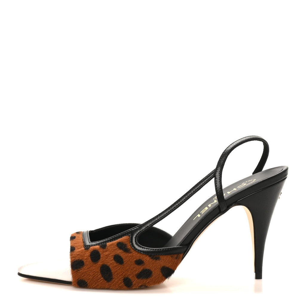Chanel - Lambskin Mixed Fibers Cap Toe CC Slingback Pumps