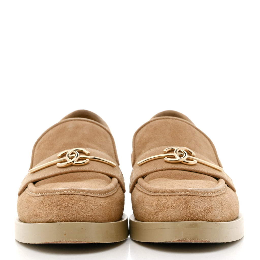 Chanel - Suede Metal CC Mocassin Loafers