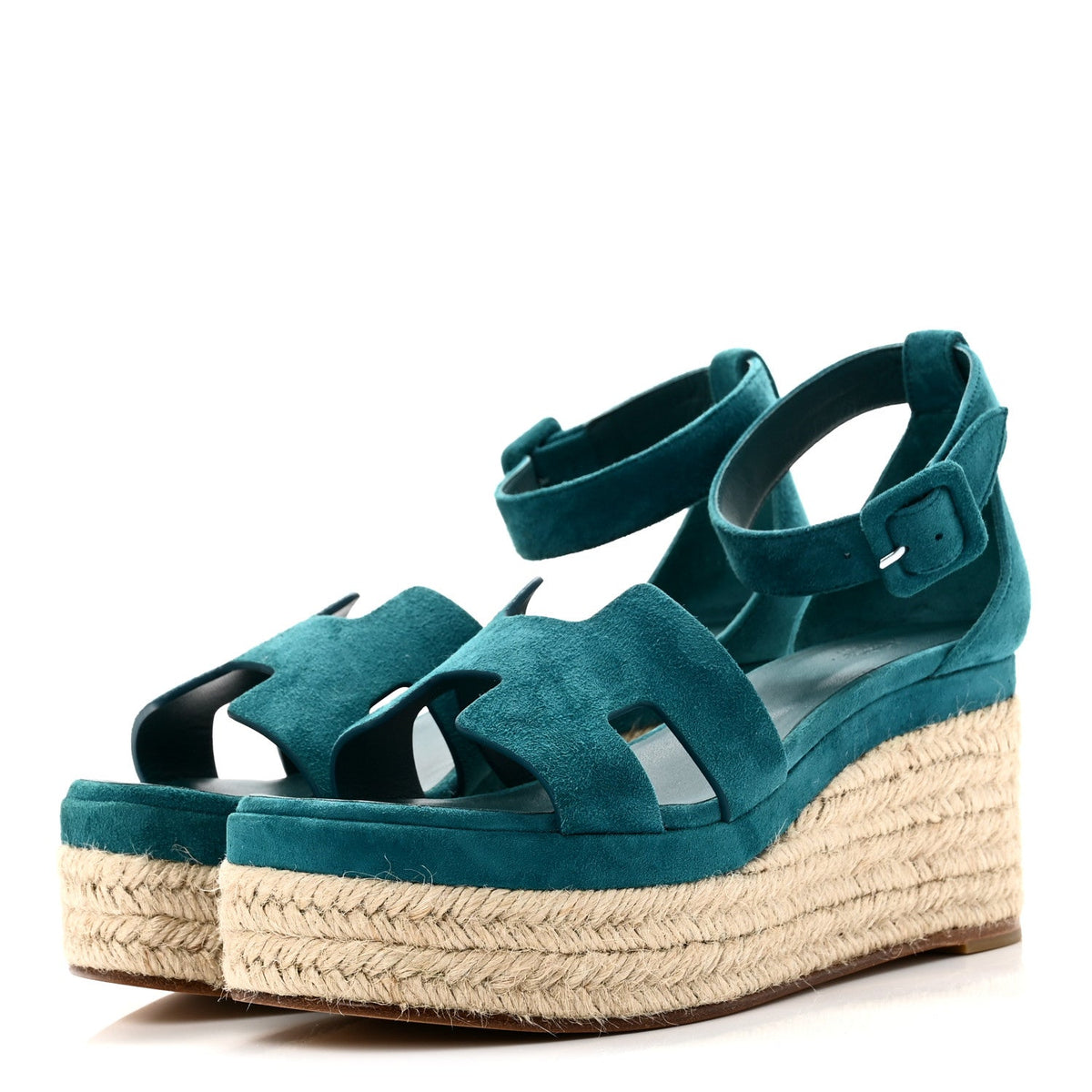 Hermès - Suede Goatskin Elda Espadrille Wedge Sandals