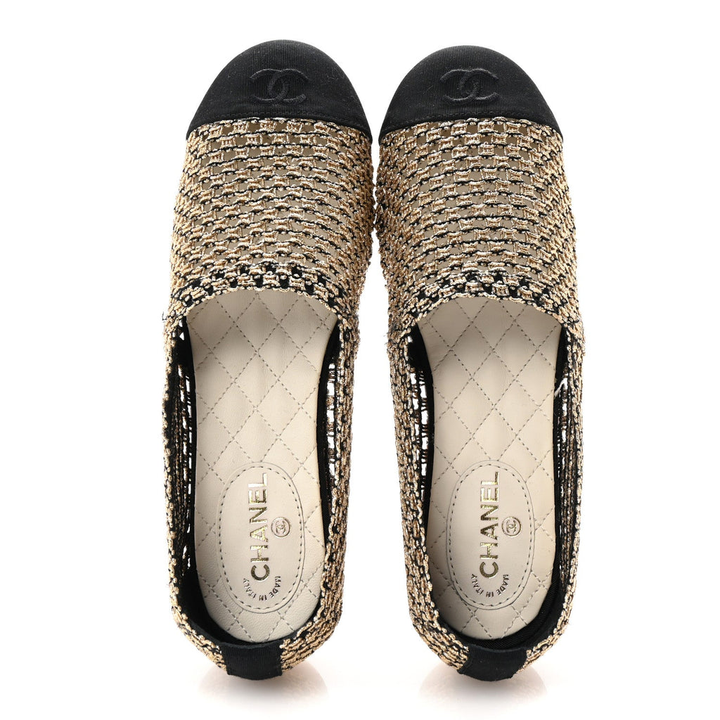 Chanel - Knit Grosgrain Cap Toe CC Moccasin Loafers