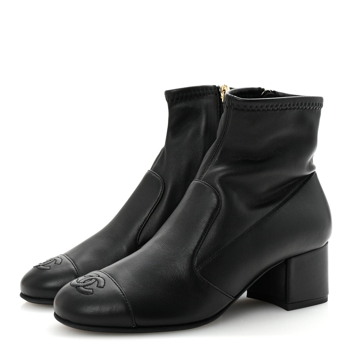 Chanel - Stretch Lambskin Cap Toe CC Short Boots
