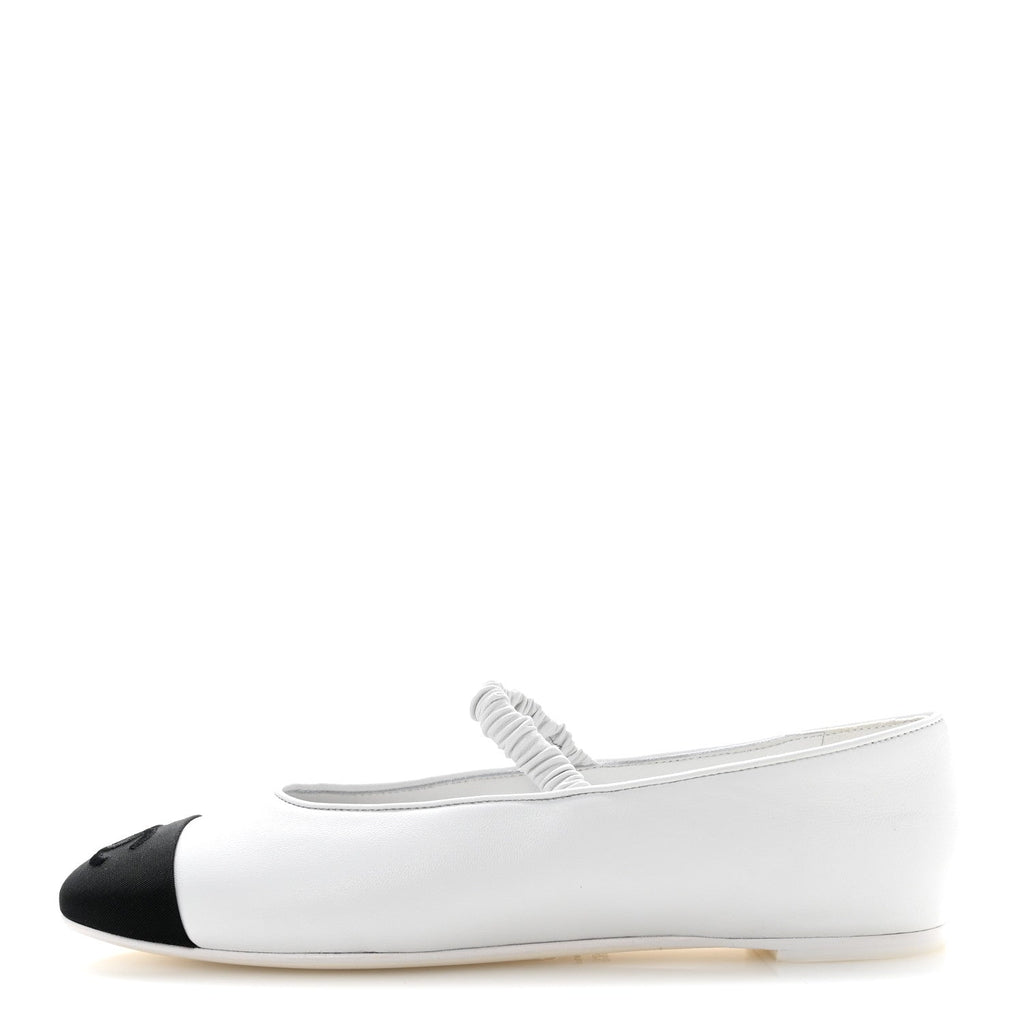 Chanel - Lambskin Knit Grosgrain Cap Toe CC Ballerina Flats With Leg Warmers