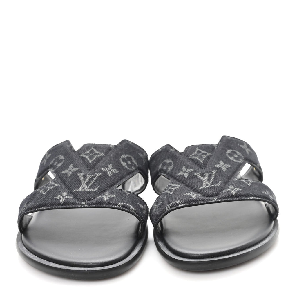 Louis Vuitton - Monogram Denim LV Oasis Mules 8.5 Black