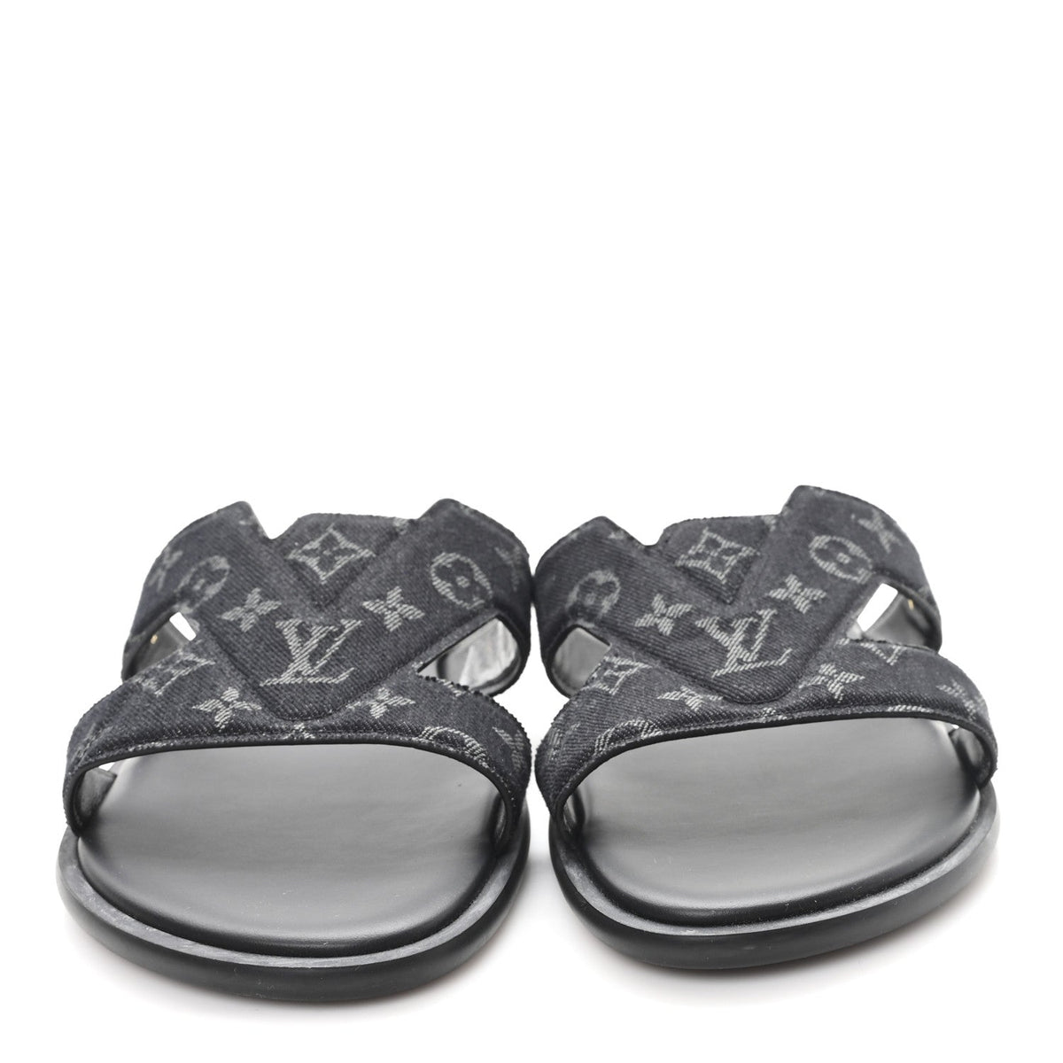 Louis Vuitton - Monogram Denim LV Oasis Mules 8.5 Black