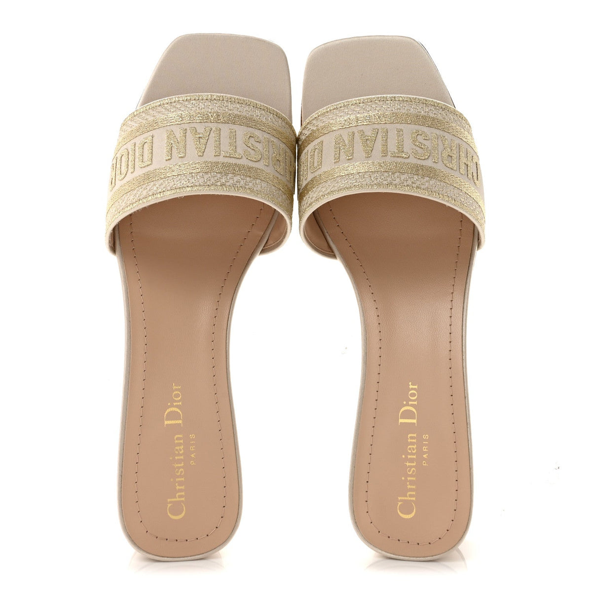 Dior - Metallic Satin Embroidered Dway 35mm Slide Sandals