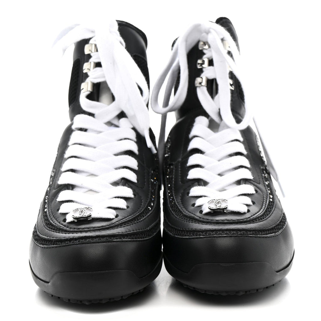 Chanel - Calfskin Mesh Strass CC Sneakers