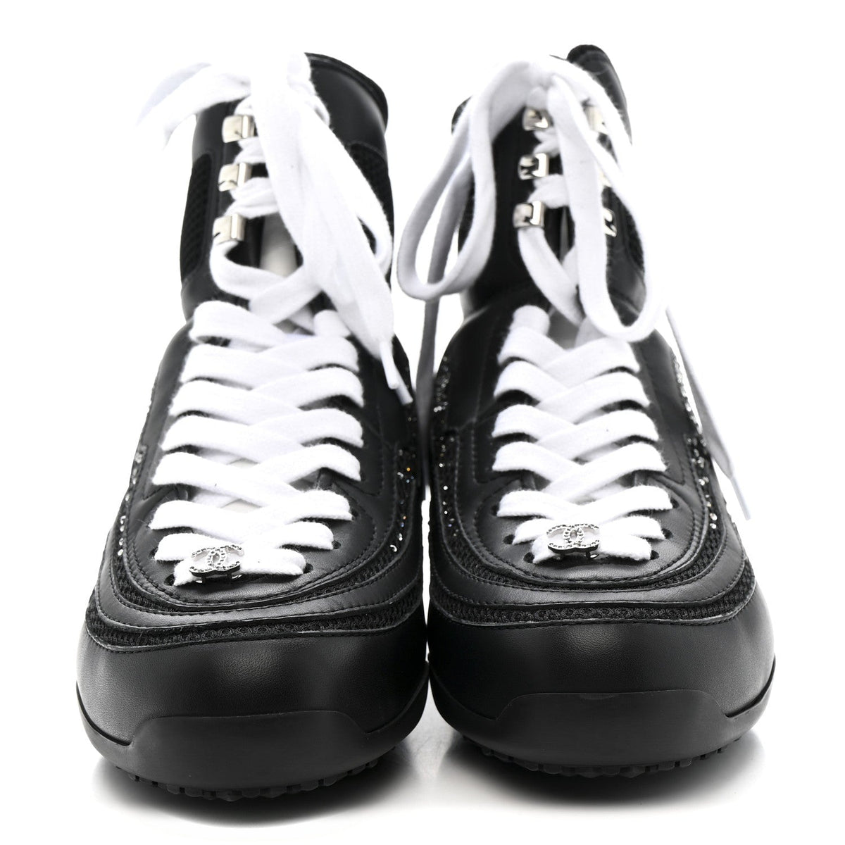 Chanel - Calfskin Mesh Strass CC Sneakers